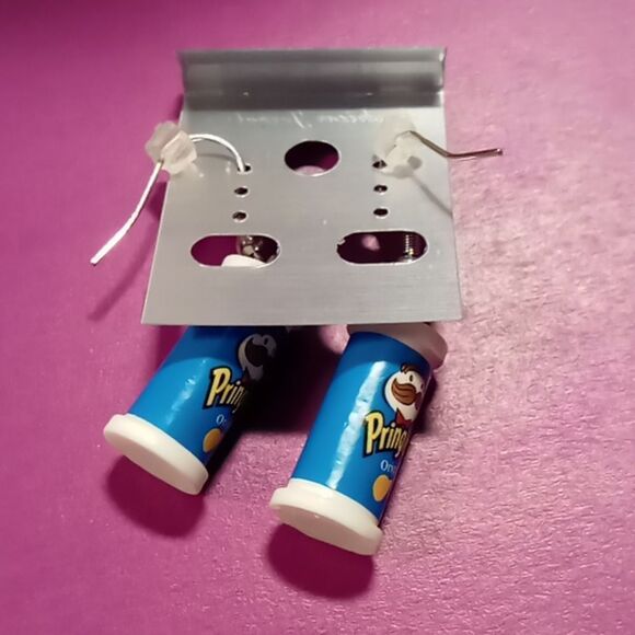 Blue potato chip earrings - Picture 2 of 2